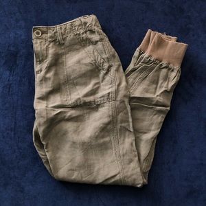 Women's Linen Blend Ankle Zip Joggers Pants